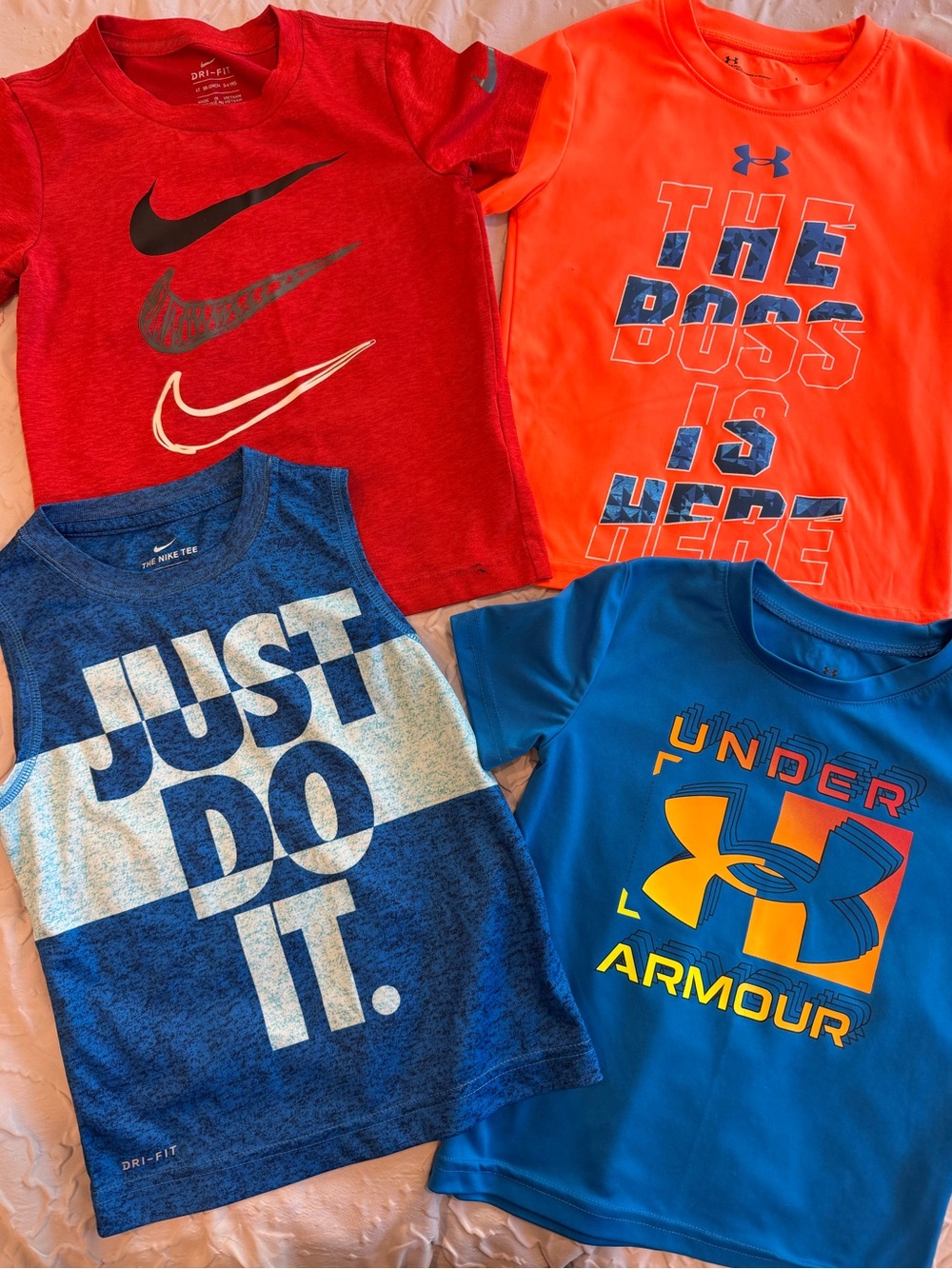 Under Armour Boys' Bright Blue Logo Tee with Orange Accent